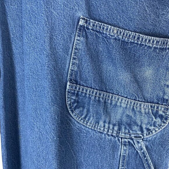 Key Imperial Size 40x26 Overalls Distressed Medium Wash Denim Adjustable Mens - Picture 4 of 11